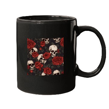 Discover Skulls & Red Roses Dark Gothic Elegant Pattern Mugs