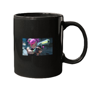 Discover Cyber Sakura: Neon Guardian Mugs