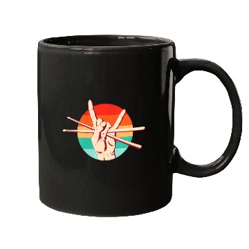Discover Drummer Retrounset Playing music Rocking Out Mugs