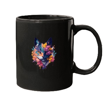Discover colorful face ninja cat flowers Mugs