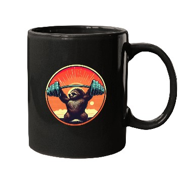 Discover Sloth Dumbbells Fitness Sunset Mugs