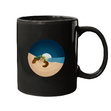 Discover Night Serenity: Sea Turtle by the Moon Mugs
