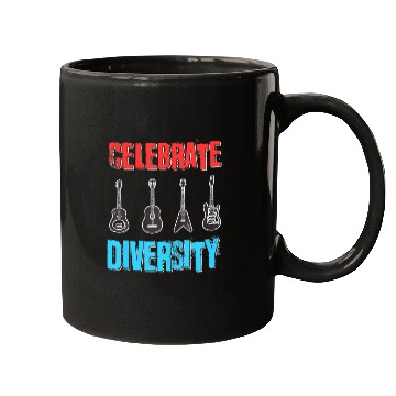 Discover Celebrate Diversity Funny Guitar Player Musician Mugs