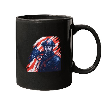 Discover Firefighter USA Flag Design Mugs