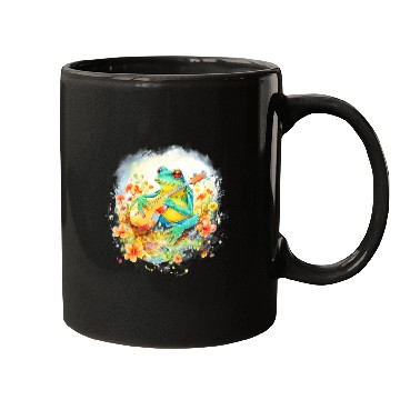 Discover Cottagecore Frog Playing Banjo Guitar Amphibian Mugs