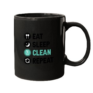Discover Eat Sleep Clean Repeat aesthetic Mugs