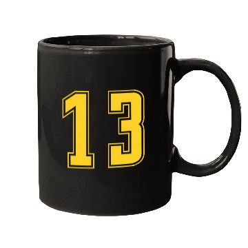 Discover Yellow Number 13 Team Junior Sports Numbered Mugs
