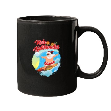 Discover In July Santa Surfing Mele Kalikimaka Mugs
