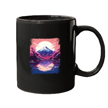 Discover Vaporwave Aesthetic Japan Sight Mount Fuji Volcano Mugs