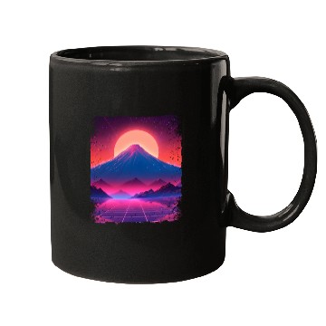 Discover Aesthetic Vaporwave Japan Sight Mount Fuji Volcano Mugs