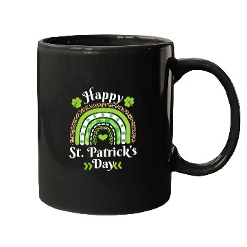 Discover Happy St Patric Day Leopard Print Rainbow Mugs