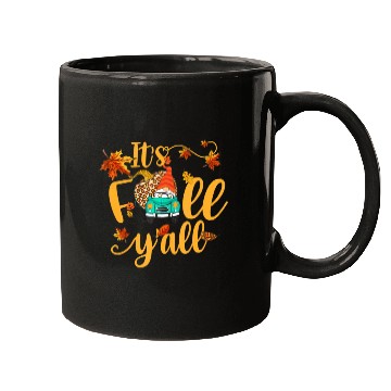 Discover Autumn Gnome It's Fall Y'all Pumpkin Yellow Leaf Mugs