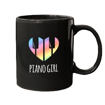 Discover Piano Girl with Rainbow Heart Mugs
