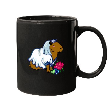 Discover Capybara Bride In A Wedding Dress Illustration Mugs