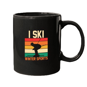 Discover Skiing Lover Silhouette Skier Retro I Ski Mugs