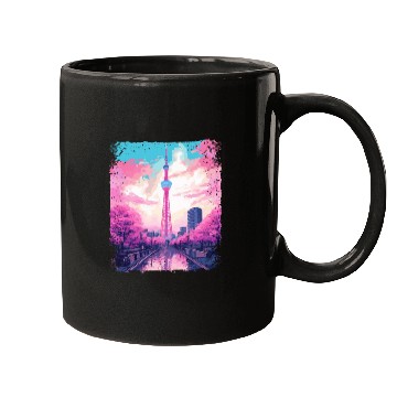 Discover Aesthetic Skytree Tokyo Vaporwave Japanese Sight Mugs