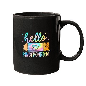 Discover Back To School Hello Kindergarten Leopard Tie Dye Mugs