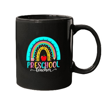 Discover Back To School Preschool Teacher Leopard Rainbow Mugs