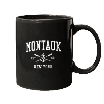 Discover Montauk Ny Crossed Oars Boat Anchor Sports Mugs