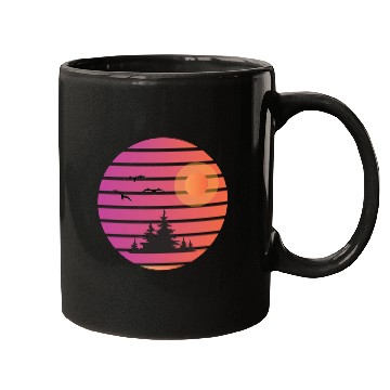 Discover Retro Sun pine tree design Mugs