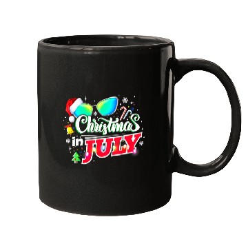 Discover Christmas in July Santa Hat Sunglasses Summer Mugs