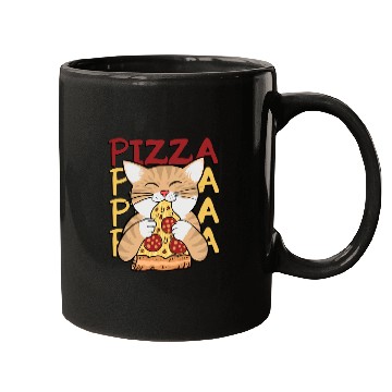 Discover Cat Love Pizza Mugs