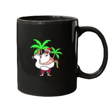 Discover Christmas In July Santa on Vacation Unicorn Pool Mugs