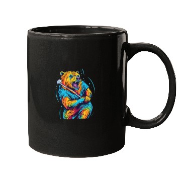 Discover Golfer Grizzly Bear Golf Club Golfing Golf Player Mugs