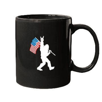 Discover Bigfoot Rock And Roll Usa Flag For Sasquatch Belie Mugs