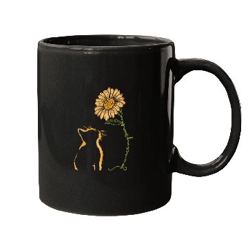 Discover Cute cat with sunflower Mugs