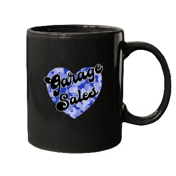 Discover Garage Sales blue camo heart Mugs