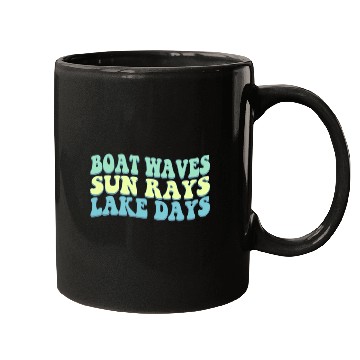 Discover Boat Wave Sun Rays Lake Days Summer Beach Blue Mugs