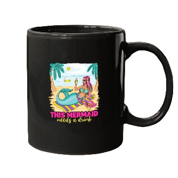 Discover This Mermaid Needs a Drink Fantasy Beach Outing Mugs