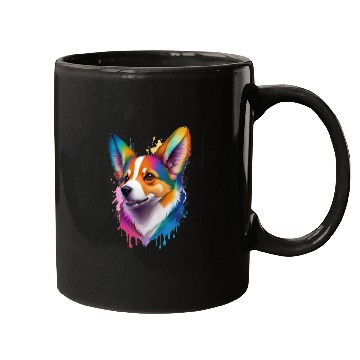 Discover Colourful rainbow realistic Welsh Corgi dog Mugs