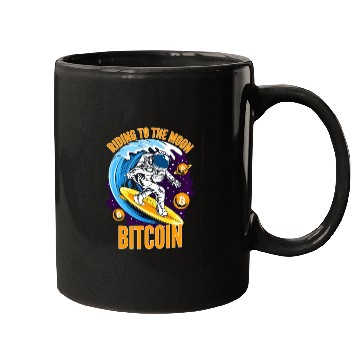 Discover RIDING TO THE MOON- Bitcoin Mugs