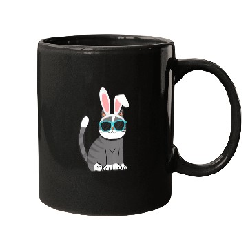 Discover Happy Easter Cat With Bunny Ears And Glasses Mugs