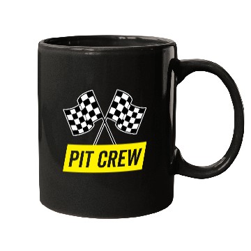 Discover Yellow Italic Pit Crew For Racing Party Costume Mugs