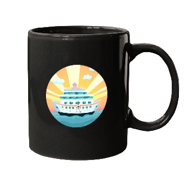 Discover Cruise Ship at Sunset - Dream Voyage Design Mugs