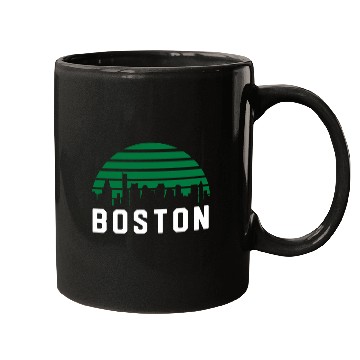 Discover Boston Massachusetts Cityscape Green Mugs