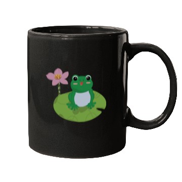 Discover Green Frog on Lotus Leaf vector. Mugs