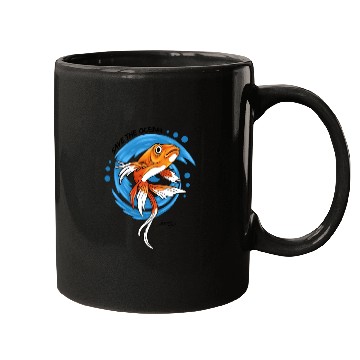 Discover Save The Ocean Orange Fish Blue Waves Environment Mugs