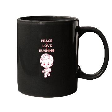 Discover Peace Love Running Red Sport Outline Illustration Mugs