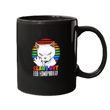 Discover Claws Out for Homophobia Rainbow Angry LGBT Cat Mugs