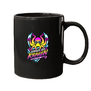 Discover Release The Kraken Retro Neon Synthwave 80s 90s Mugs