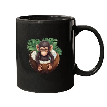 Discover Monkey Bathing in Coconut - Fun Summer Design Mugs