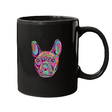 Discover French Bulldog Frenchie head Pop art style Mugs