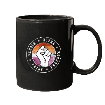 Discover Lesbian LGBT Flag Emblem W grunge Mugs