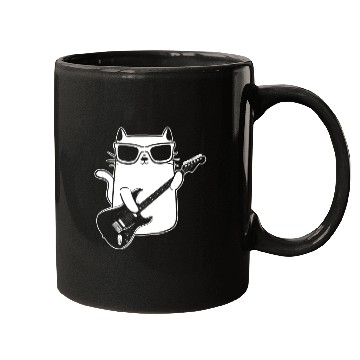 Discover Cat Playing Guitar Guitar Player Mugs