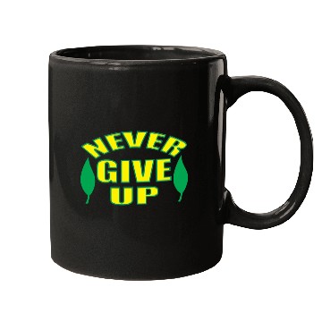 Discover Never Give Up red Mugs
