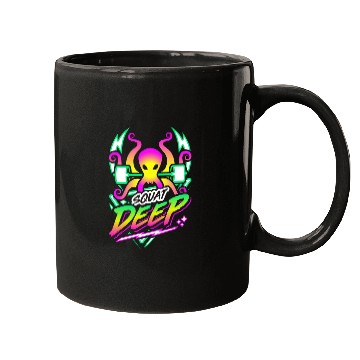 Discover Squat Deep Kraken Retro Neon Synthwave 80s 90s Mugs